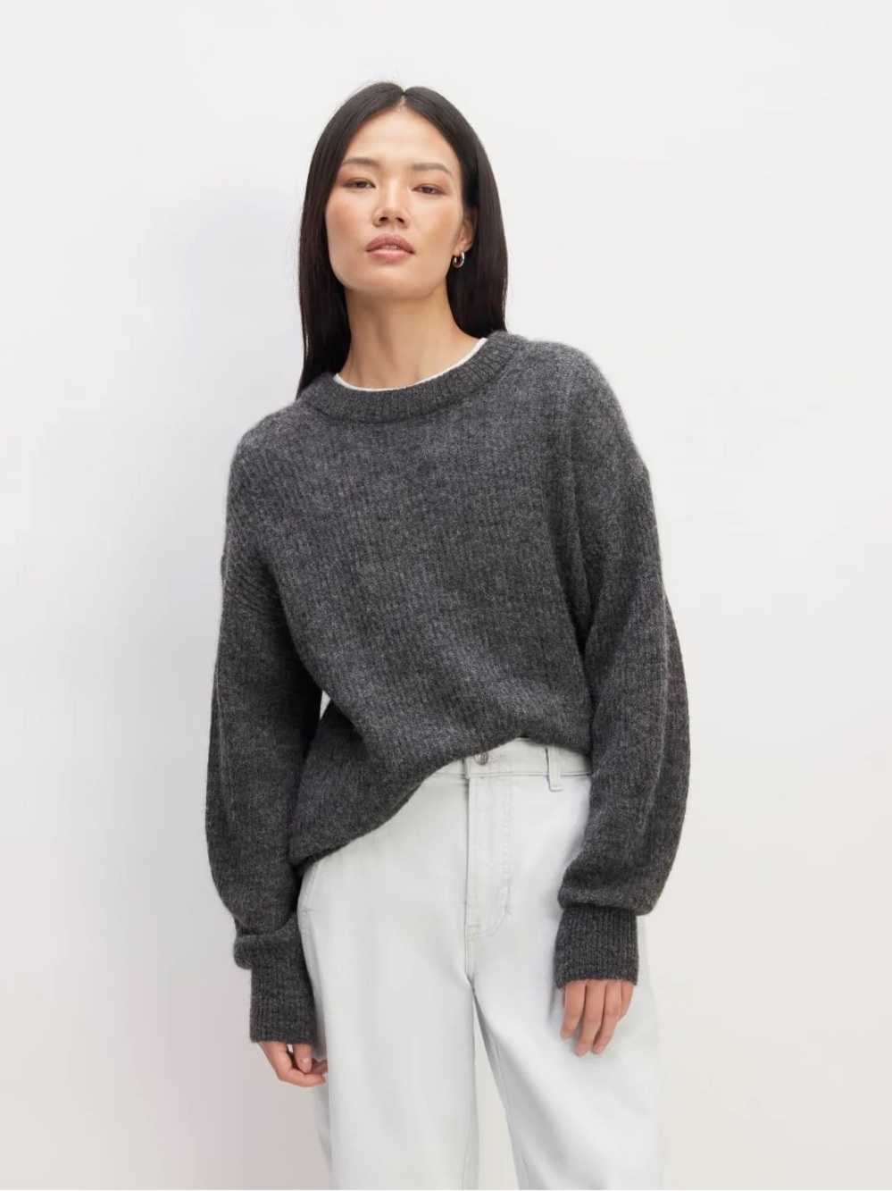 Everlane Alpaca Crew Heather Charcoal sz M